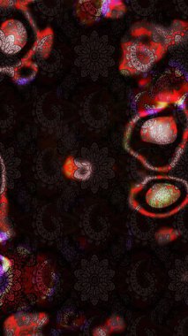 Manzaralı çiçek deseni. Üst manzara, yumuşak siyah ve kahverengi renk. Sevgililer günü ve tebrik kartı konsepti için şık bir davetiye. Çiçek kompozisyonu, el boyası, hassas şablon..