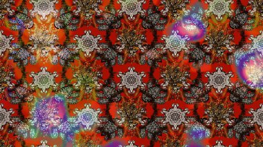 Hediye ambalaj kağıdı, tebrik kartları, posterler ve pankart tasarımı. Kahverengi ve kırmızı renkte çiçekler. Raster düz çiçek çizim deseni.