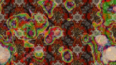 El çizimi. Çiçekli, yapraklı, çiçek desenli eskiz. Raster illüstrasyonu.