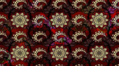 Raster illüstrasyonu. Eskiz geçmişi. Eski usul. Kumaş, tekstil, duvar kağıdı baskısı için. Raster. Tomurcukları çiçekli sevimli çiçek deseni..