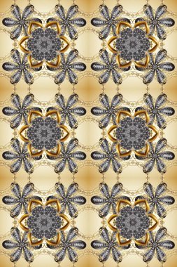 Bej, gri, nötr ve altın desenli. Klasik raster şablonu. Tekrarlayan ögelerle kusursuz soyut arkaplan.
