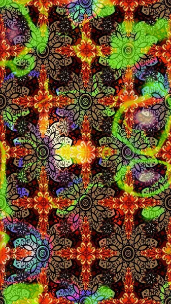 Raster Güzel kumaş deseni. Raster suluboya deseni, narin çiçekler, siyah çiçekler, tebrik kartı şablonu..