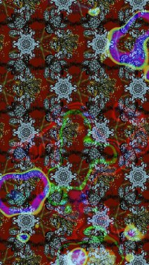 Taslak dekoratif arka plan, çiçek mandala. Kahverengi, kırmızı ve gri renklerde. Çiçek. Raster illüstrasyonu.