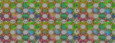 Raster illüstrasyonunda kusursuz çiçek deseni. Süslü kumaş deseni. Renkli Bahar Temalı Kusursuz Arkaplan. Düz Çiçek Elementleri Tasarımı.