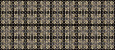 Gri, bej ve kahverengi renklerde, altın rengi soyut desenli çiçek deseni. Raster illüstrasyonu. Süsleme.