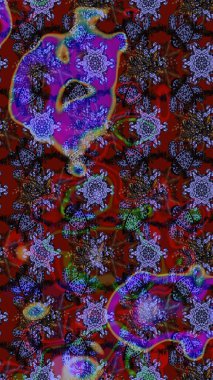 Düz Çiçek Elementleri Tasarımı. Kahverengi, kırmızı ve menekşe renginde zarif çiçekli suluboya. Raster illüstrasyonu. Renkli Bahar Teması çizim şablonu.