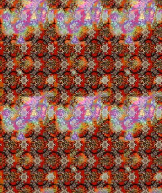 Soyut etnik raster çizim kalıbı. Çiçekler. Vadinin çiçekleri kahverengi renklerde.