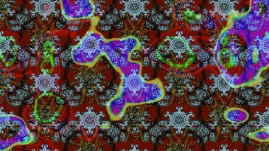 Kumaş, tekstil, duvar kağıdı baskısı için. Eskiz geçmişi. Miles Fleur, süslü püslü bir süs. Eski usul. Tomurcukları papatya çiçekleri olan sevimli bir çiçek deseni. Raster illüstrasyonu.