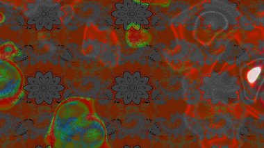 Kahverengi ve gri renkli çiçekler. Raster illüstrasyonu. El çizimi çiçekli soyut çizim deseni.