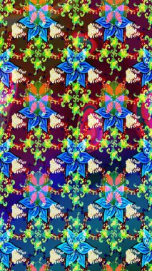 Raster deseni. Organik elementler. Suluboya etkisi. Botanik çizim deseni.