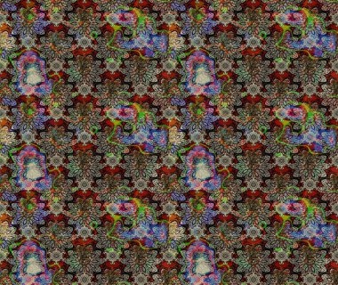 Düz Çiçek Elementleri Tasarımı. Raster illüstrasyonundaki çiçek desenli çizim. Süslü kumaş deseni. Renkli Bahar Teması çizim şablonu.