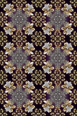 Noel, kar tanesi, yeni yıl. Kahverengi, siyah ve gri renklerde altın rengi ve altın elementleri var. Kahverengi, siyah ve gri renklerde, altın elementlerle kusursuz klasik desen.