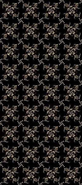 Damask pürüzsüz yineleme kalıbı. Antika altın tekrarlanabilir duvar kağıdı. Barok tarzında altın çiçekli süs. Siyah, bej ve kahverengi renklerde altın element.