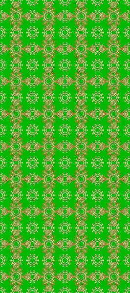 Damask pürüzsüz yineleme kalıbı. Yeşil ve kahverengi renklerde altın element. Antika altın tekrarlanabilir duvar kağıdı. Barok tarzında altın çiçekli süs..