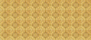 Oriental raster klasik sarı, bej, kahverengi ve altın desenli. Kusursuz soyut bir arkaplan. Raster illüstrasyonu.