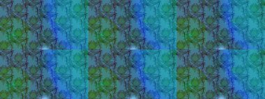 Hediye ambalaj kağıdı, tebrik kartları, posterler ve pankart tasarımı. Mavi ve yeşil renkli çiçekler. Raster düz çiçekleri pürüzsüz desen.