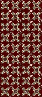 Raster illüstrasyonu. Kusursuz ortaçağ çiçek deseni. Kahverengi, kırmızı ve bej renklerde altın. Dekoratif simetri arabesk. Doğum günü, davetiye ya da afiş için tebrik kartı.