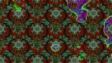 Tropik çiçekler. Yeşil ve gri renkli çiçekler. Gömlek çizimi Arkaplan Deseni.