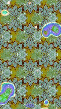 Yeşil ve mavi renkte çiçekler. Renkli Bahar Teması eskiz kalıbı. Düz Çiçek Elementleri Tasarımı. Çiçek desenli eskiz, yaz çiçekleri..