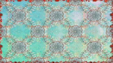 Düz Çiçek Elementleri Tasarımı. Çiçek deseni. Kusursuz Chichi kumaş deseni. Raster illüstrasyonu. Renkli Bahar Teması Kusursuz Arkaplan.