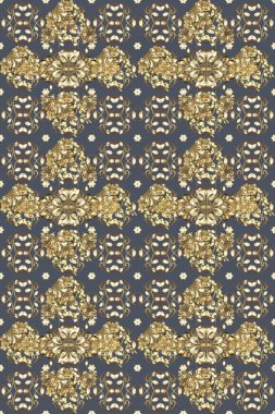 Kusursuz altın desen. Altın elementlerle mavi ve kahverengi renklerde altın desen. Doğulu süsü.