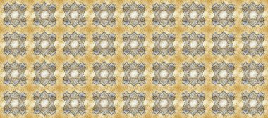 Raster illüstrasyonu. Kart, duvar kağıdı, ambalaj ve tekstil için klasik tasarım. Altın şablon. Klasik çiçek dokusu. Bej, gri ve nötr renklerde Kraliyet retro 'su. Kusursuz desenli altın elementler.