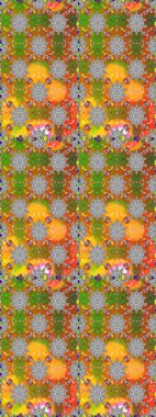 Çiçeksiz desenlerin resmi. Vadinin turuncu ve gri renkli çiçekleri.