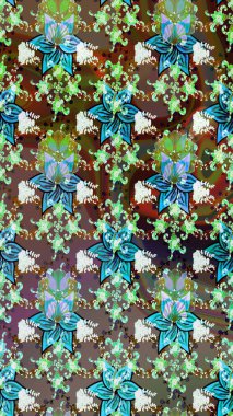 Kahverengi renkli çiçekler. Çiçekli karalama şeklinde Raster çiçek deseni. Yumuşak, bahar çiçekli arka plan.