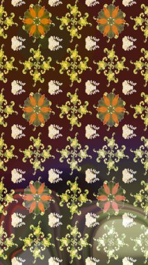 Suluboya çiçekli çiçek deseni. Kahverengi renkli güzel bir tekstil. Raster illüstrasyonu.