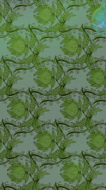 Çiçekli karalama şeklinde Raster çiçek deseni. Nazik, narin çiçek arkaplanı. Yeşil ve gri renkte çiçekler.