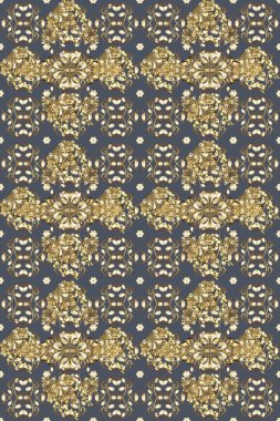 Kusursuz altın desen. Altın elementlerle mavi ve kahverengi renklerde altın desen. Doğulu süsü.