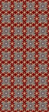 Kırmızı, gri ve kahverengi renklerde, altın elementlerle kusursuz klasik desen. Noel, kar tanesi, yeni yıl 2019.