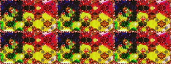 Çok renkli ve kırmızı zarif küçük çiçekler ve sarı ve kırmızı renkli komik böcekler, raster desen, illüstrasyon.