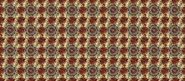 Çiçek süsü ile kusursuz desen. Doğu tarzında klasik tasarım öğesi. Süslü dantel iz sürücü. Duvar kâğıdı için altın süslü bir illüstrasyon. Kahverengi ve bej renkler üzerine geleneksel Arapça dekor.