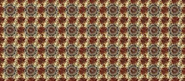 Çiçek süsü ile kusursuz desen. Doğu tarzında klasik tasarım öğesi. Süslü dantel iz sürücü. Duvar kâğıdı için altın süslü bir illüstrasyon. Kahverengi ve bej renkler üzerine geleneksel Arapça dekor.