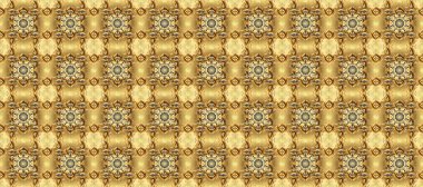 Sarı, bej ve kahverengi renklerde altın element. Barok tarzında altın çiçek süsü. Damask arkaplanı tekerrür ediyor. Antika altın tekrarlanabilir duvar kağıdı.