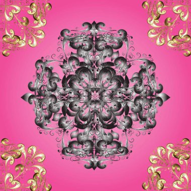 Doğu tarzı arabesk. Raster illüstrasyonu. Parlak dantel, stilize çiçekler, şal desenli. Hassas altın deseni açın. Güzel renklerde ve altın elementlerle kusursuz desen. Kusursuz altın dokular bukleler