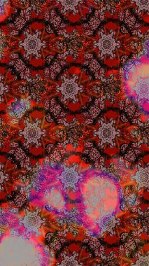 Çiçekli karalama şeklinde Raster çiçek deseni. Kahverengi, kırmızı ve pembe renklerde çiçekler. Yumuşak, bahar çiçekli arka plan.