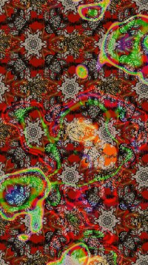 Vadinin çiçekleri kahverengi ve kırmızı renklerde. Çiçeksel çizim kalıbının çizimi.