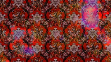 Raster illüstrasyonundaki çiçek desenli çizim. Suluboya tarzında kahverengi ve kırmızı renkte çiçekler.