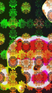 Raster - stok. Eskiz arkaplan modeli. Yapraklı çiçekler ve kır ve yeşil renkli papatya çiçekleri..