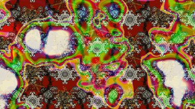 Colour Spring Theme sketch pattern Background. Flowers on green and red colors. In asian textile style. Flat Flower Elements Design. Sketch flowers pattern. Raster illustration.