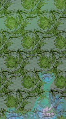 Raster. Tomurcukları çiçek olan sevimli bir çiçek deseni. Raster illüstrasyonu. Kumaş, tekstil, duvar kağıdı baskısı için. Eskiz geçmişi. Antika retro tarzı.