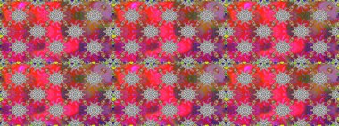 Çiçekler. Vadinin çiçekleri gri ve kırmızı renklerde. Soyut etnik raster pürüzsüz desen.