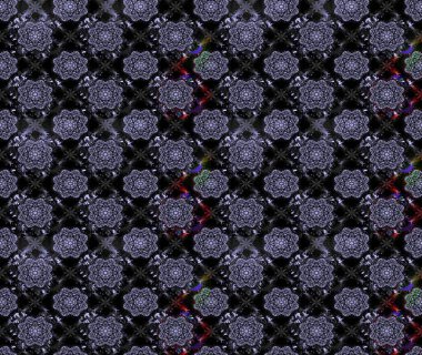 Siyah renklerde. Raster illüstrasyonu. Siyah renkte siyah papatya deseni.