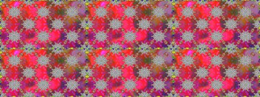 Çiçekler. Vadinin çiçekleri gri ve kırmızı renklerde. Soyut etnik raster pürüzsüz desen.