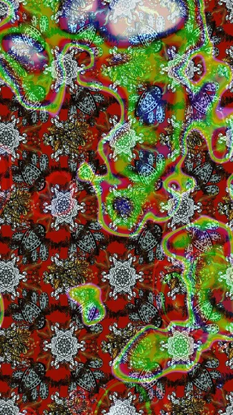 Yumuşak, yeşil ve kahverengi renkte yaz çiçekleri. Çiçekli karalama şeklinde Raster çiçek deseni. Raster illüstrasyonu.