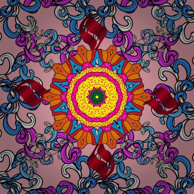 Düz çiçek öğeleri tasarım. Vektör çizim. Sorunsuz Chichi kumaş deseni. Çiçek desen. Bahar Tema Dikişsiz desen arka plan rengi.