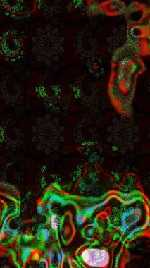 Küçük çiçekteki sevimli çiçek deseni. Siyah ve yeşil renkte çiçekler.