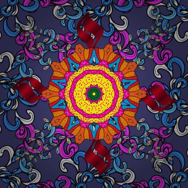 Çiçekler suluboya tarzında siyah ve mor renkte. Raster illüstrasyonunda kusursuz çiçek deseni.